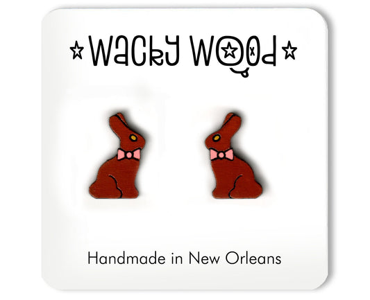 Chocolate Bunny Stud Earrings
