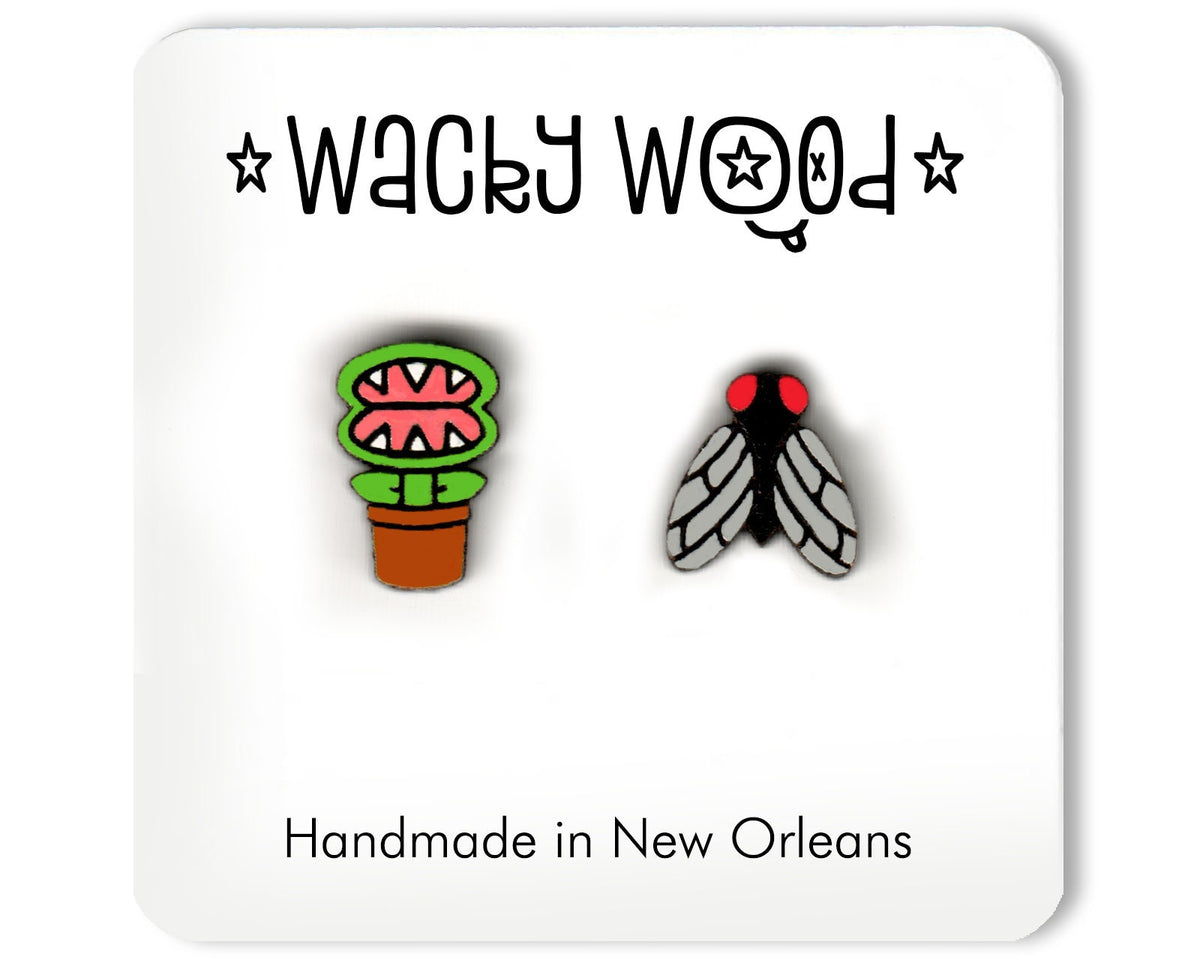 Venus Fly Trap & Fly Stud Earrings