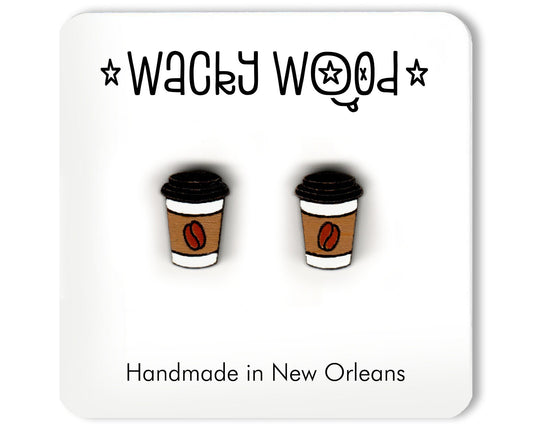 Coffee Stud earrings, laser cut stud earrings